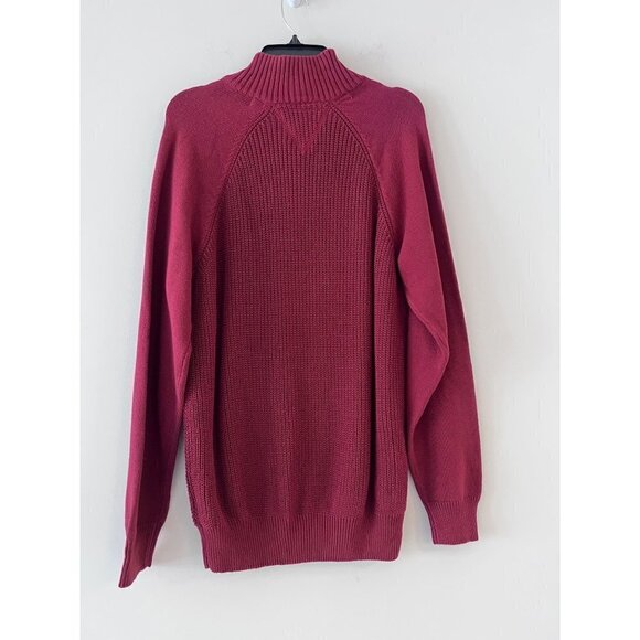 Weatherproof Vintage Sweater Red Mens Large Raglan Sleeves Shaker Stitch Button - Picture 2 of 4